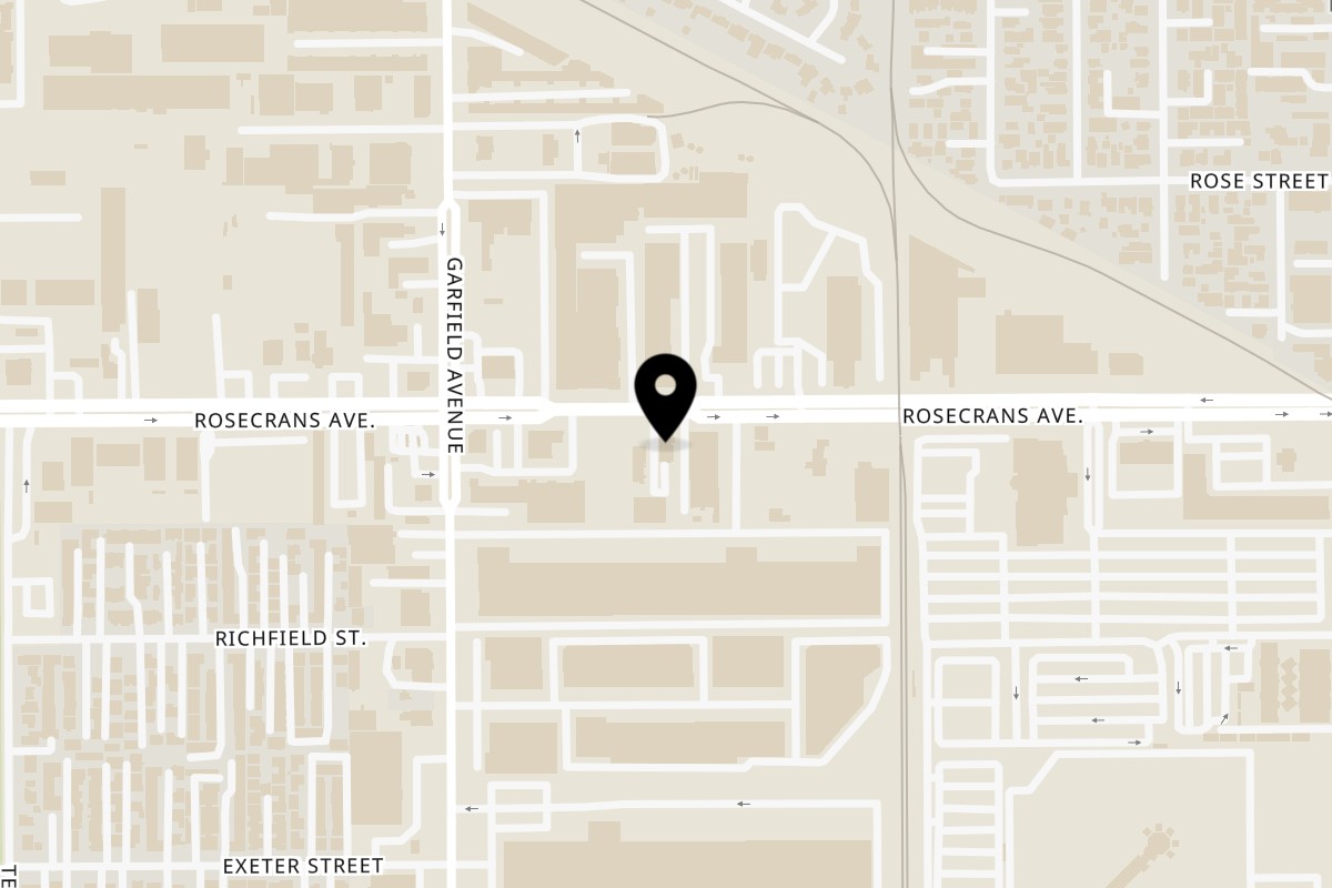 Map showing the location of Mariscos Mi Lindo Sinaloa Paramount on 7610 Rosecrans Ave in Paramount