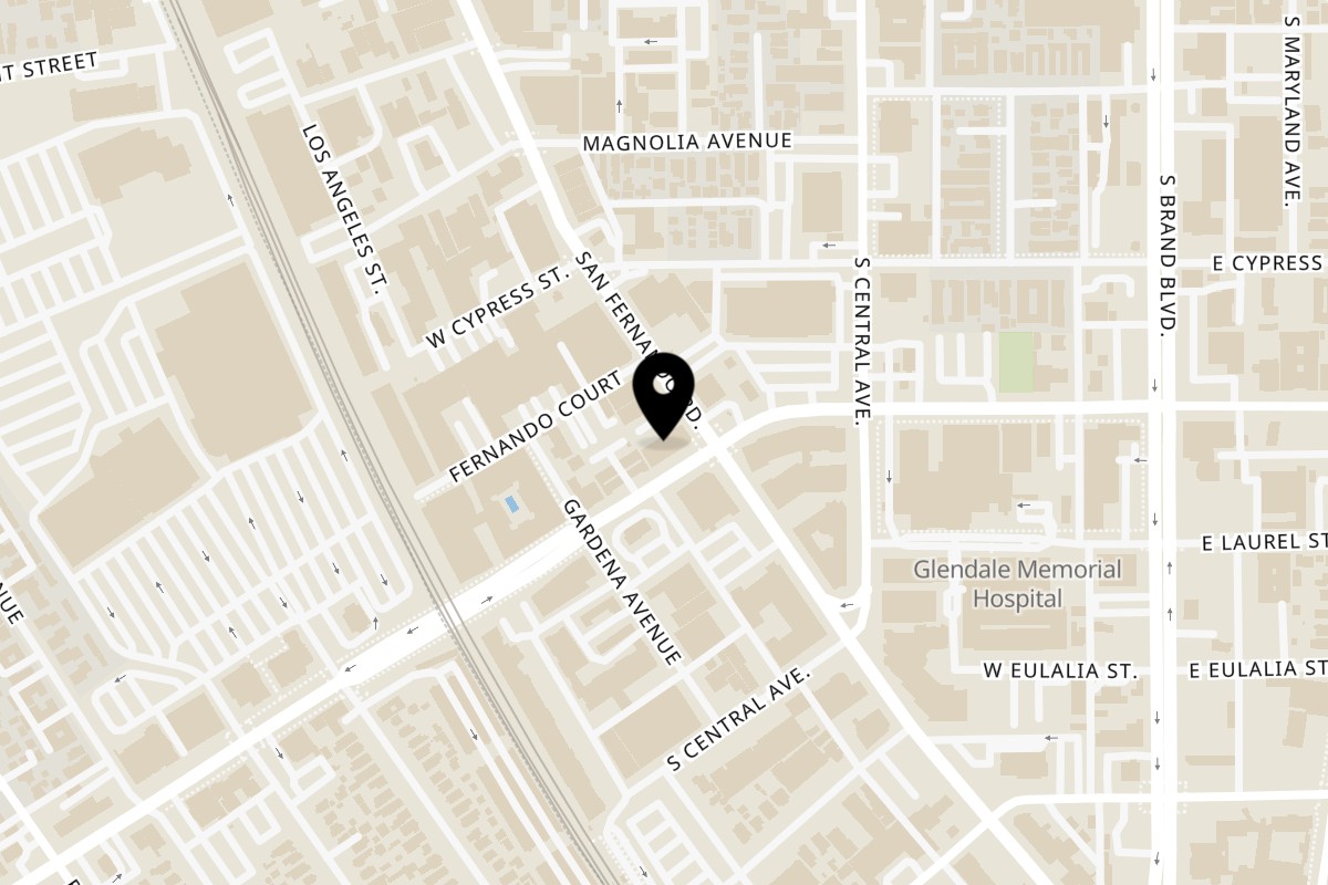 Map showing the location of Mariscos Mi Lindo Sinaloa Glendale on 401 W Los Feliz Rd in Glendale
